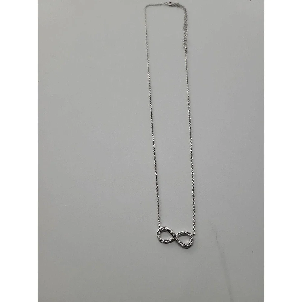 Vintage Infinity Symbol Necklace Silver Tone Pave Crystal‎ Pendant Minimalist